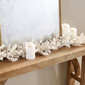 4' Snow Berry, Holly and Cedar Garland by Valerie - White h469693